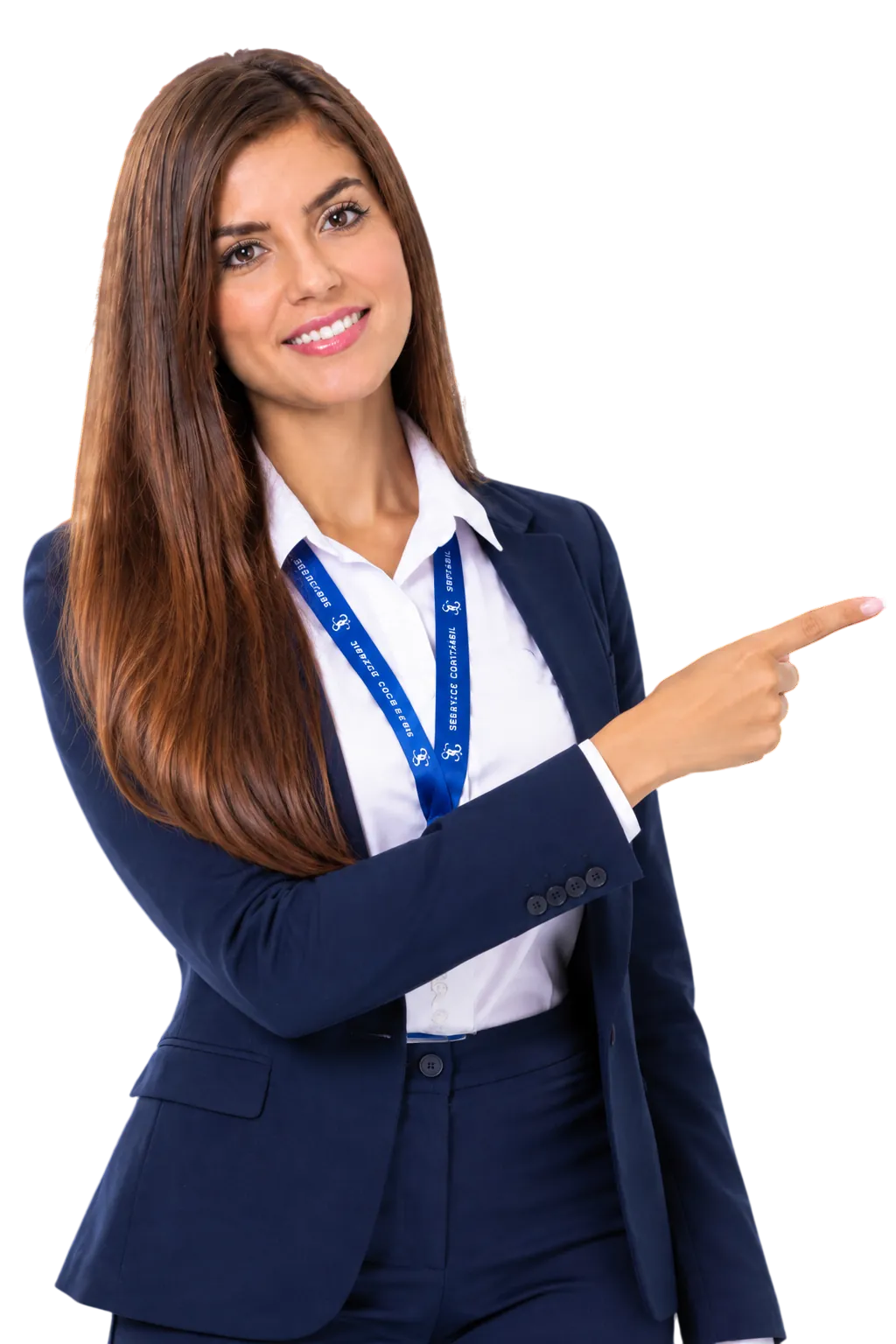Consultora da Service Contábil apontando para o formulário de contato